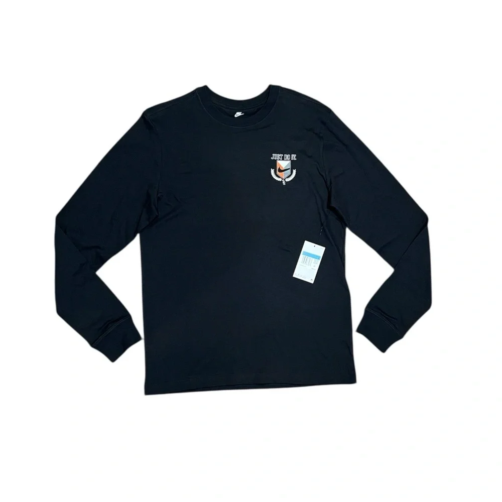 NWT Nike Men’s Black Long Sleeve Shirt The Nike Tee with Logo Size M